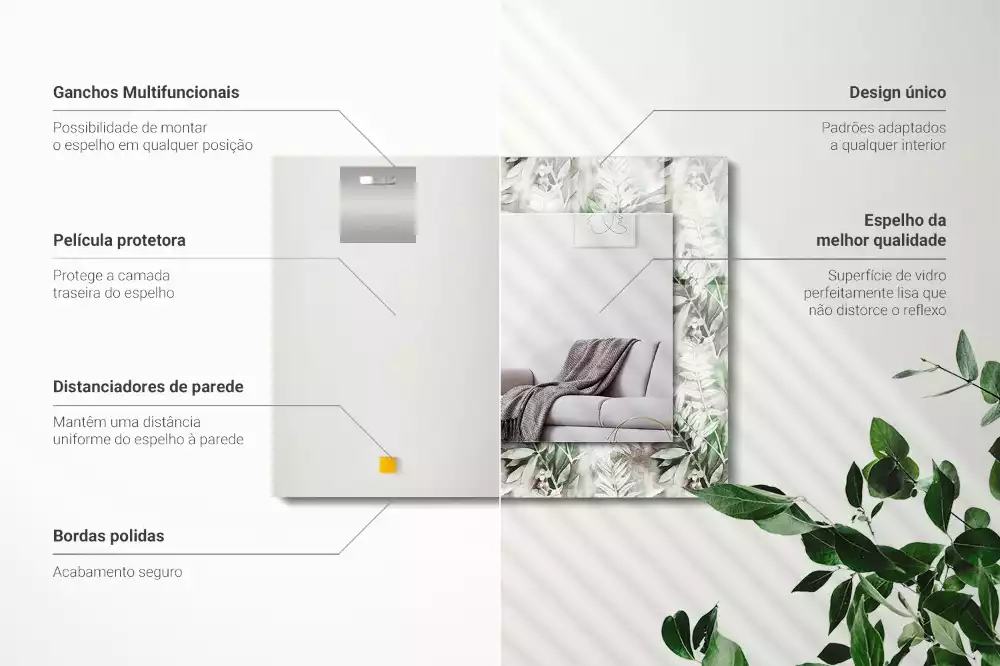 Spiegel mit rechteckigem aufdruck Grünes Blättermuster