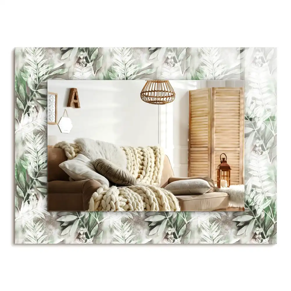 Spiegel mit rechteckigem aufdruck Grünes Blättermuster