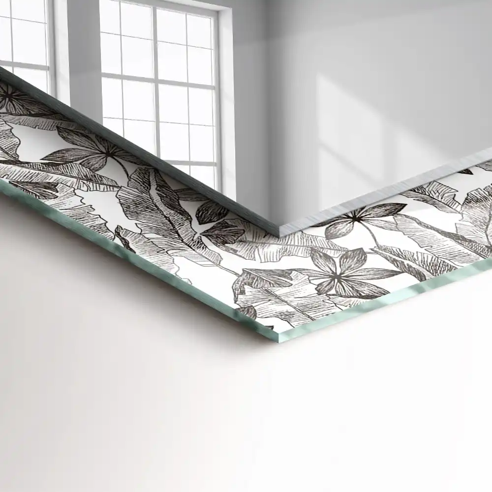 Rechteckiger spiegel Blätter und Blumen