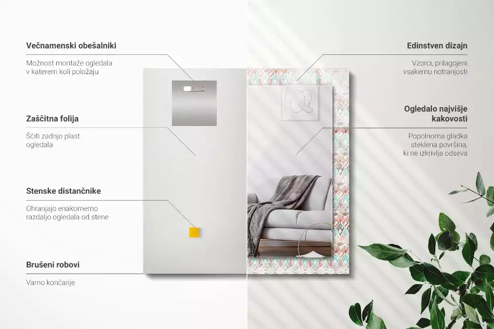 Rechteckiger spiegel Buntes geometrisches Muster