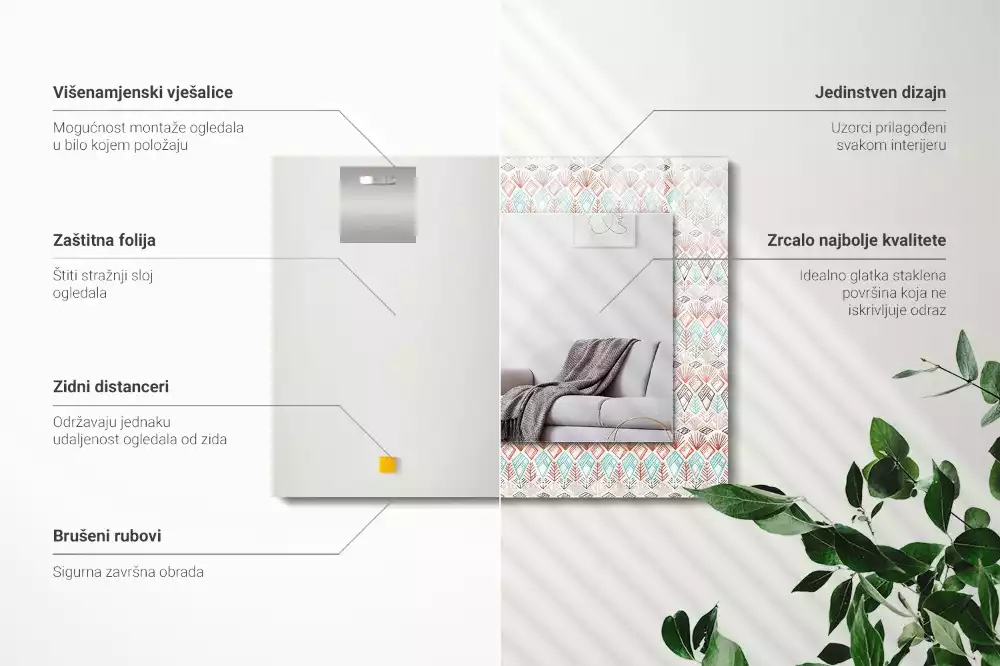 Rechteckiger spiegel Buntes geometrisches Muster