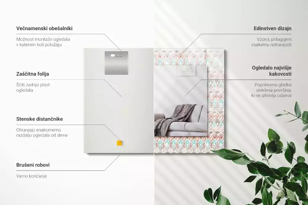 Rechteckiger spiegel Buntes geometrisches Muster