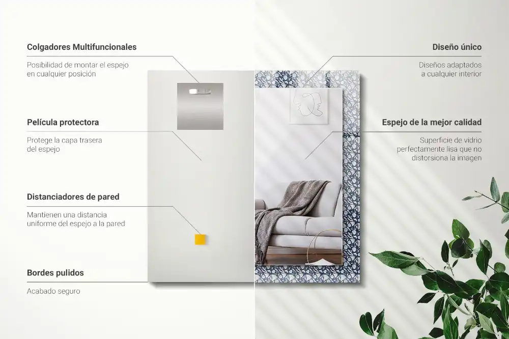 Rechteckiger dekorativer spiegel Blaues Blumenmuster