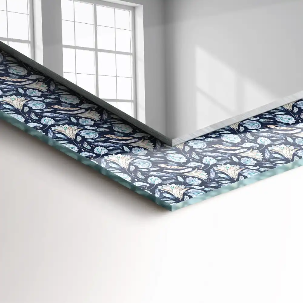 Rechteckiger dekorativer spiegel Blaues Blumenmuster