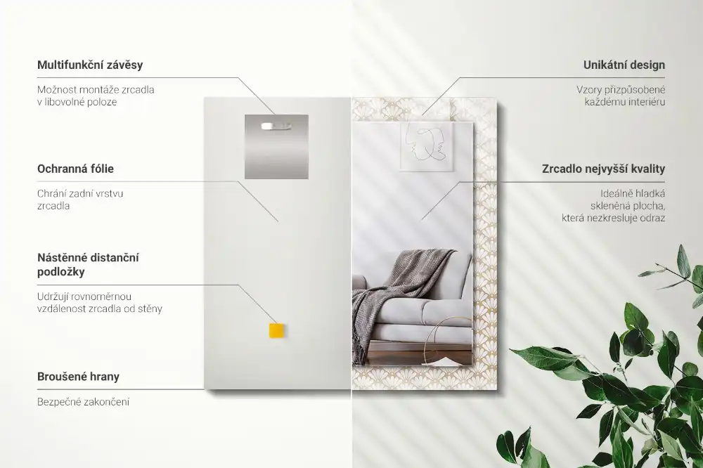 Spiegel mit rechteckigem aufdruck Geometrisches Blumenmuster