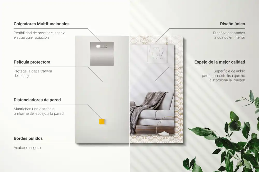 Spiegel mit rechteckigem aufdruck Geometrisches Blumenmuster