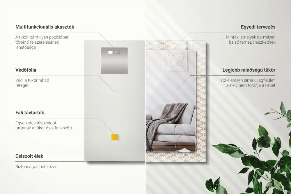 Spiegel mit rechteckigem aufdruck Geometrisches Blumenmuster