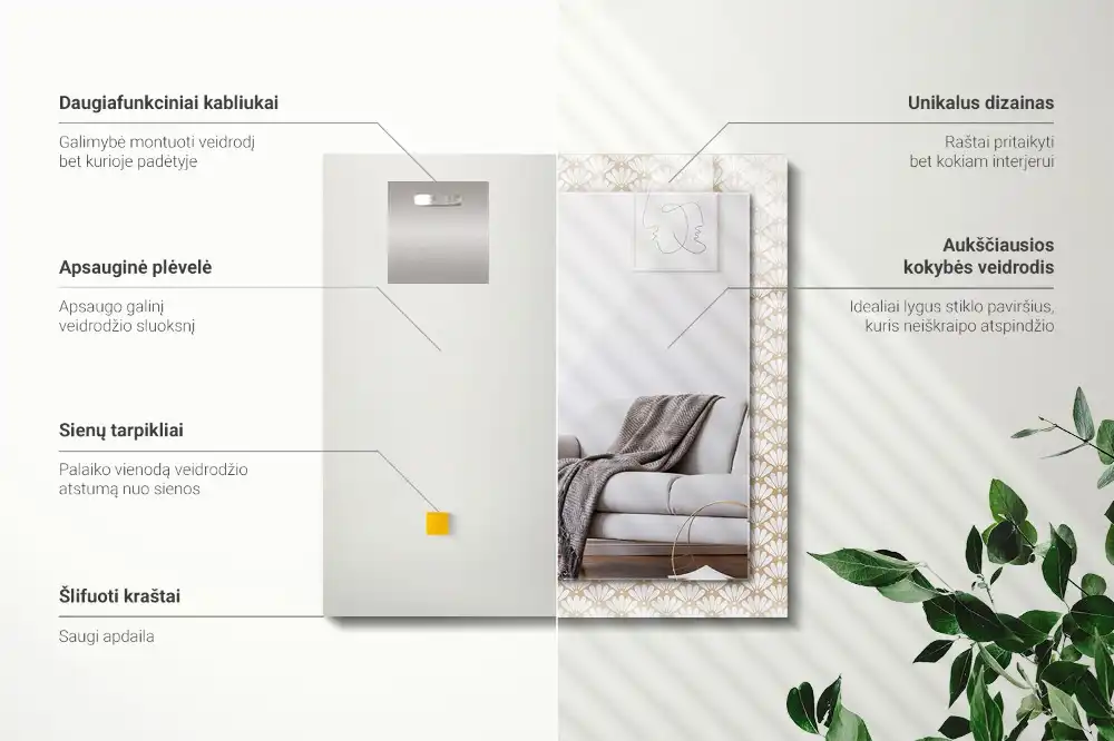 Spiegel mit rechteckigem aufdruck Geometrisches Blumenmuster