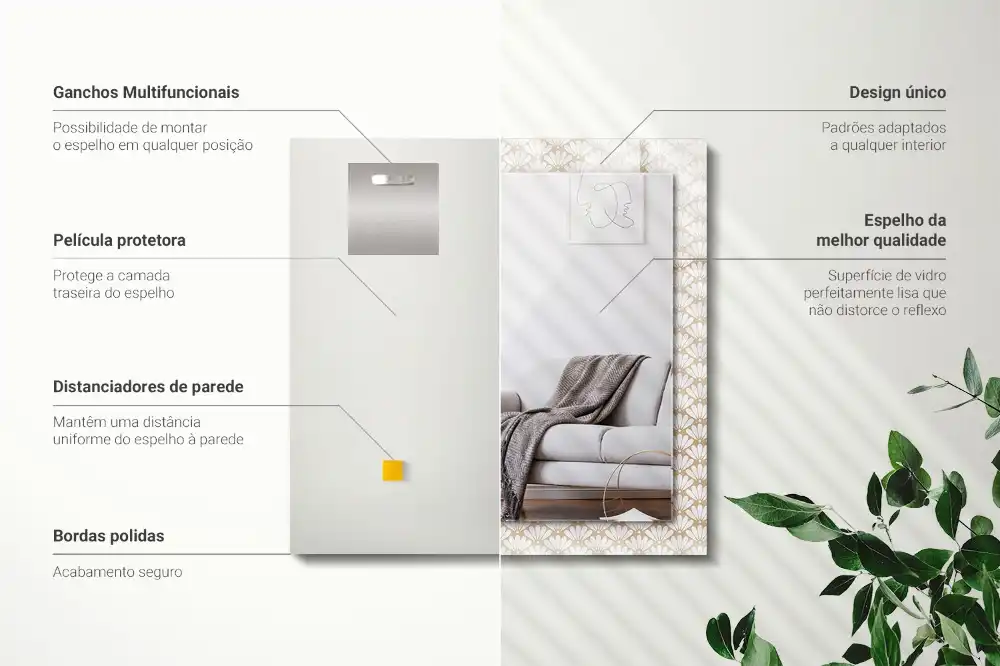 Spiegel mit rechteckigem aufdruck Geometrisches Blumenmuster