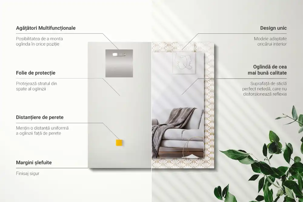 Spiegel mit rechteckigem aufdruck Geometrisches Blumenmuster