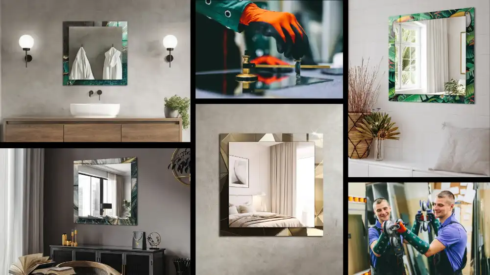 Spiegel mit rechteckigem aufdruck Geometrisches Blumenmuster