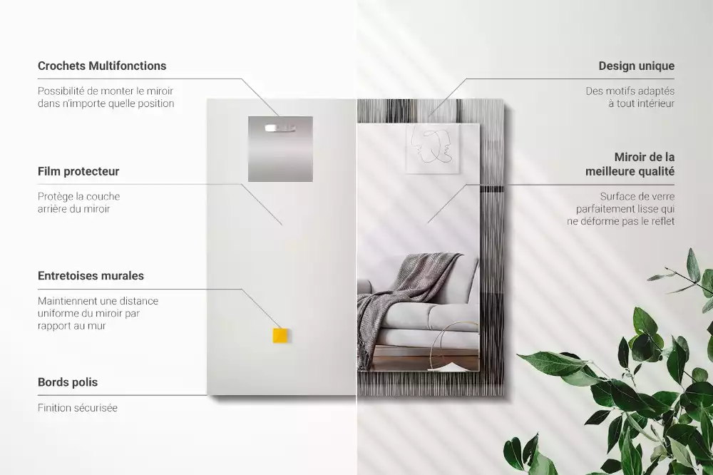 Spiegel mit rechteckigem aufdruck Moderne Linien