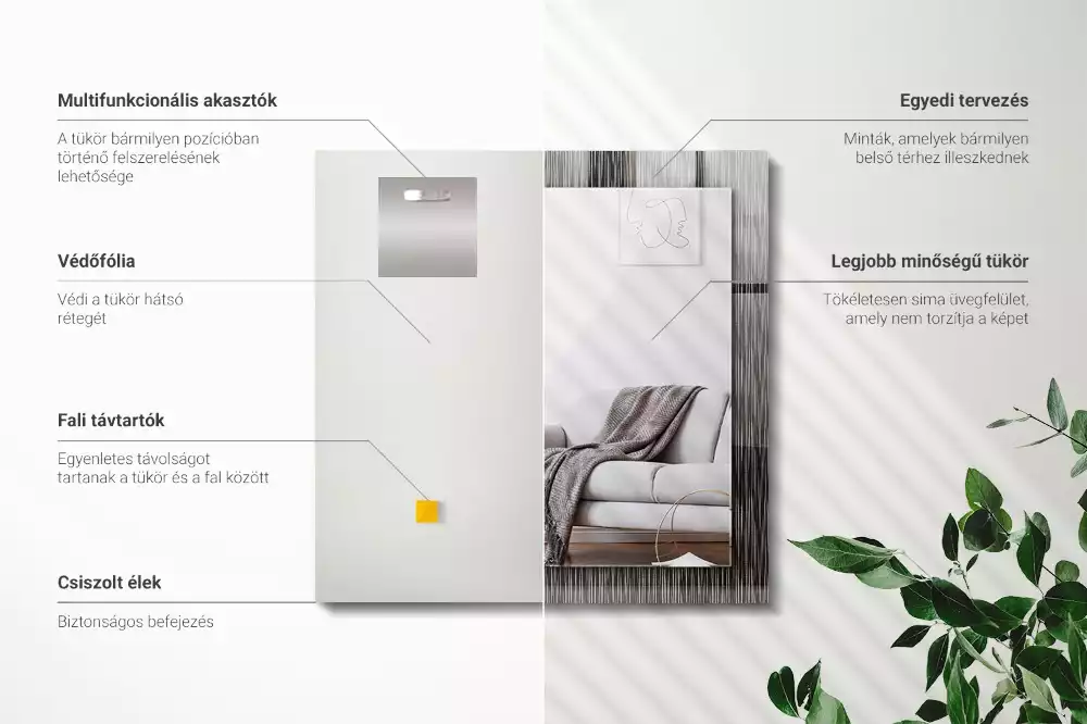 Spiegel mit rechteckigem aufdruck Moderne Linien