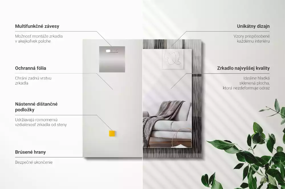 Spiegel mit rechteckigem aufdruck Moderne Linien