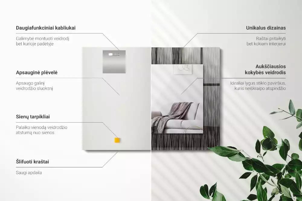 Spiegel mit rechteckigem aufdruck Moderne Linien