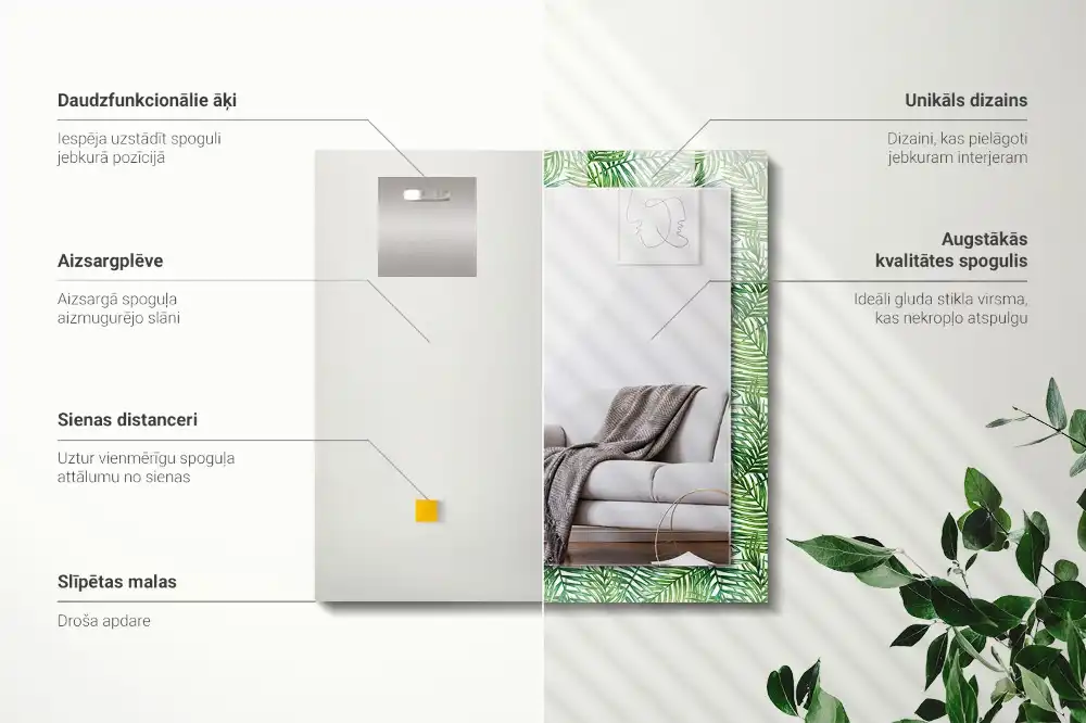 Rechteckiger spiegel Grüne Palmblätter