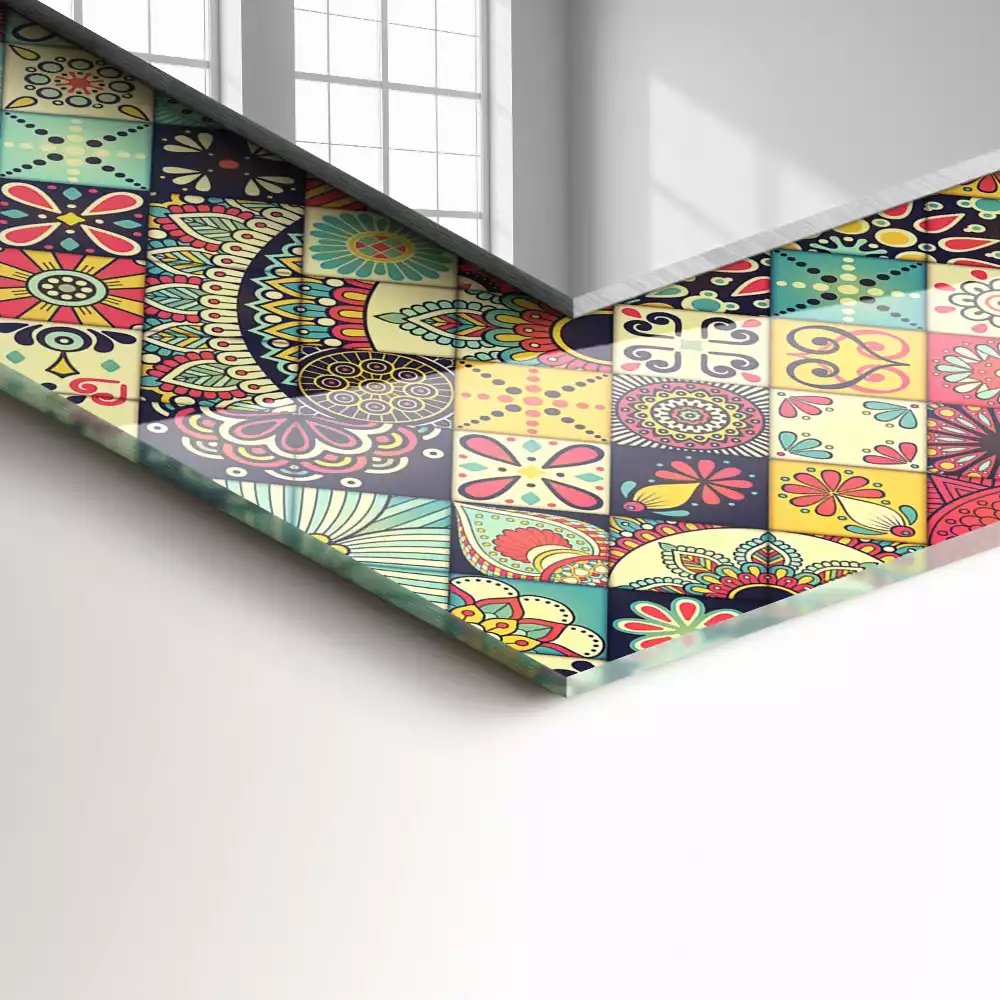 Rechteckiger dekorativer spiegel Bunte Patchwork-Muster