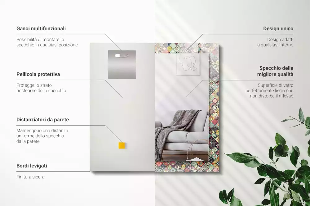 Rechteckiger dekorativer spiegel Bunte Patchwork-Muster