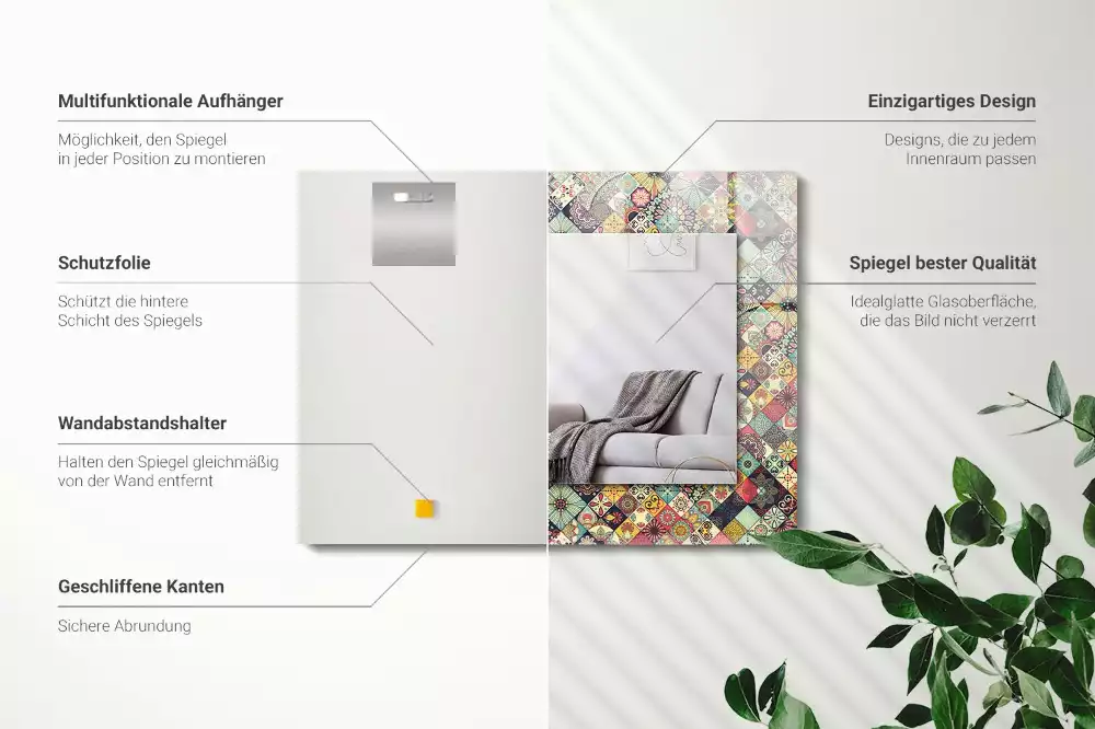 Rechteckiger dekorativer spiegel Bunte Patchwork-Muster