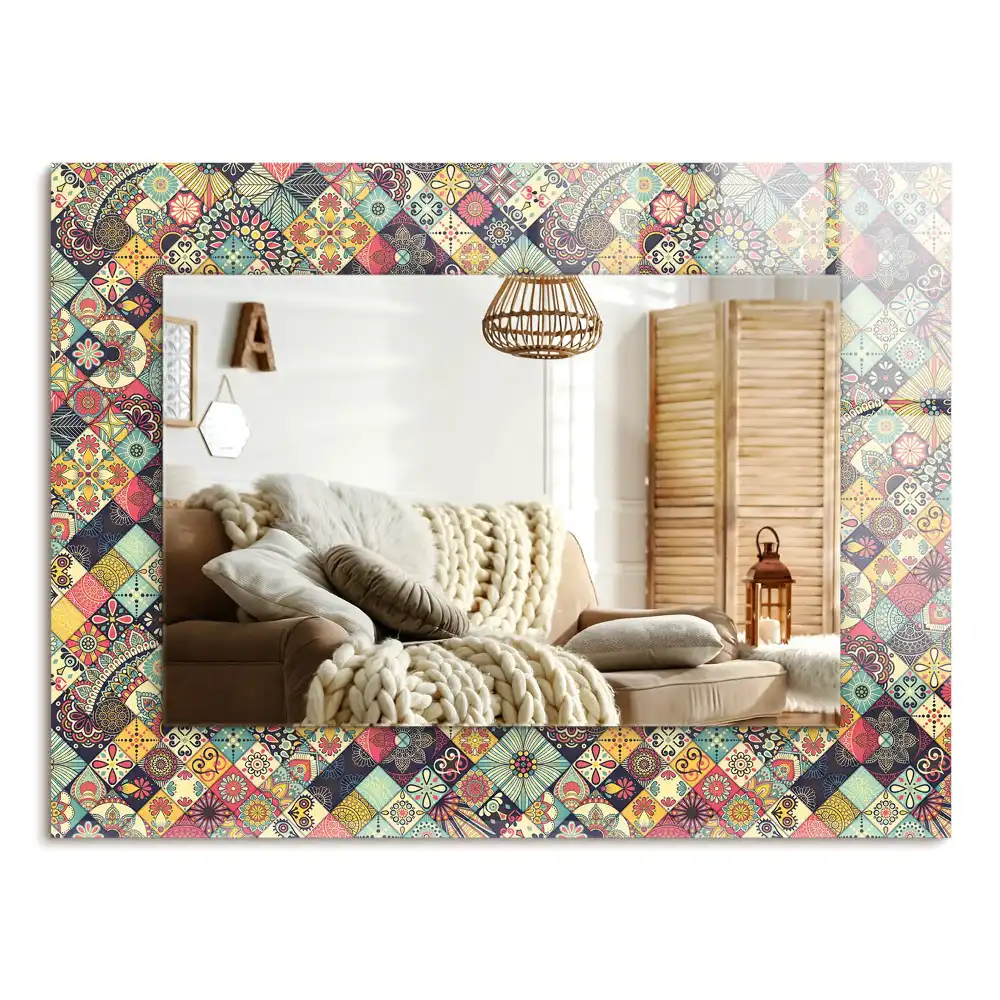 Rechteckiger dekorativer spiegel Bunte Patchwork-Muster