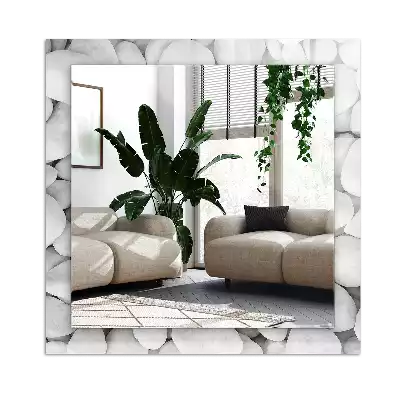 Rechteckiger dekorativer spiegel Weiße glatte Steine