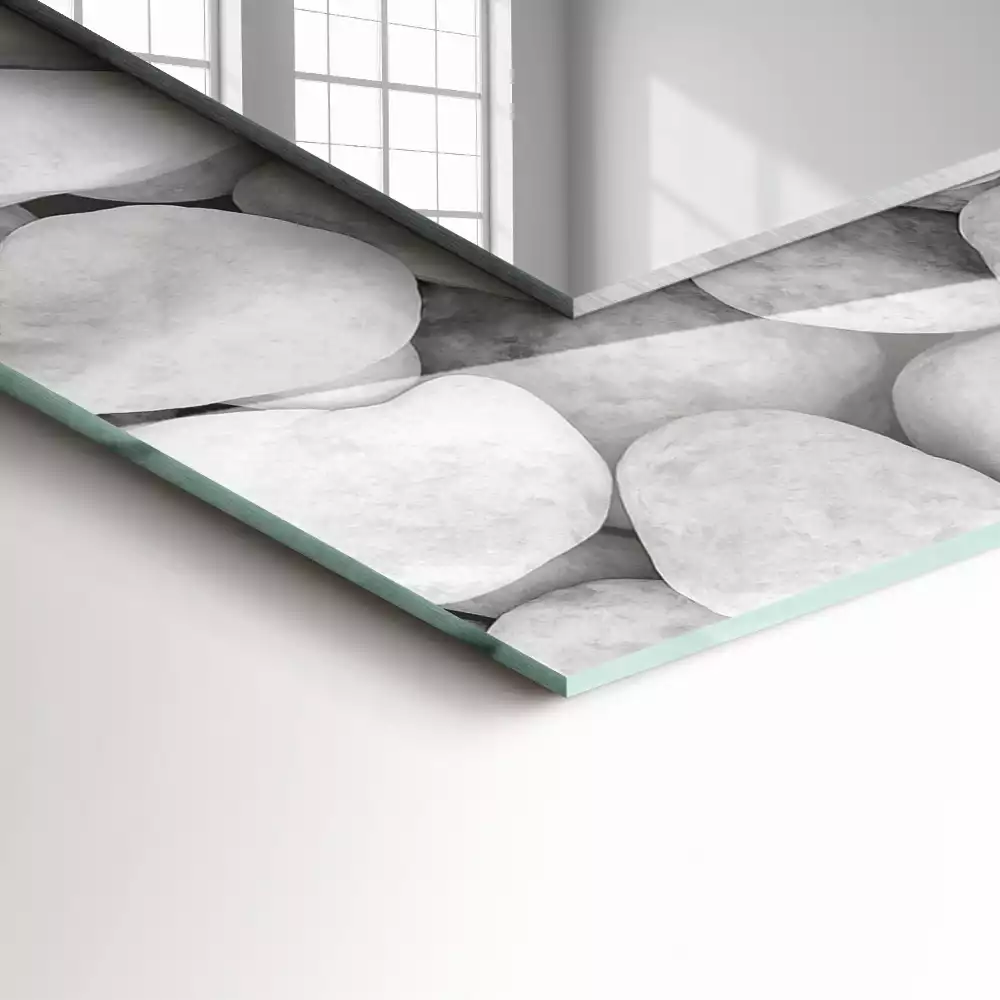 Rechteckiger dekorativer spiegel Weiße glatte Steine