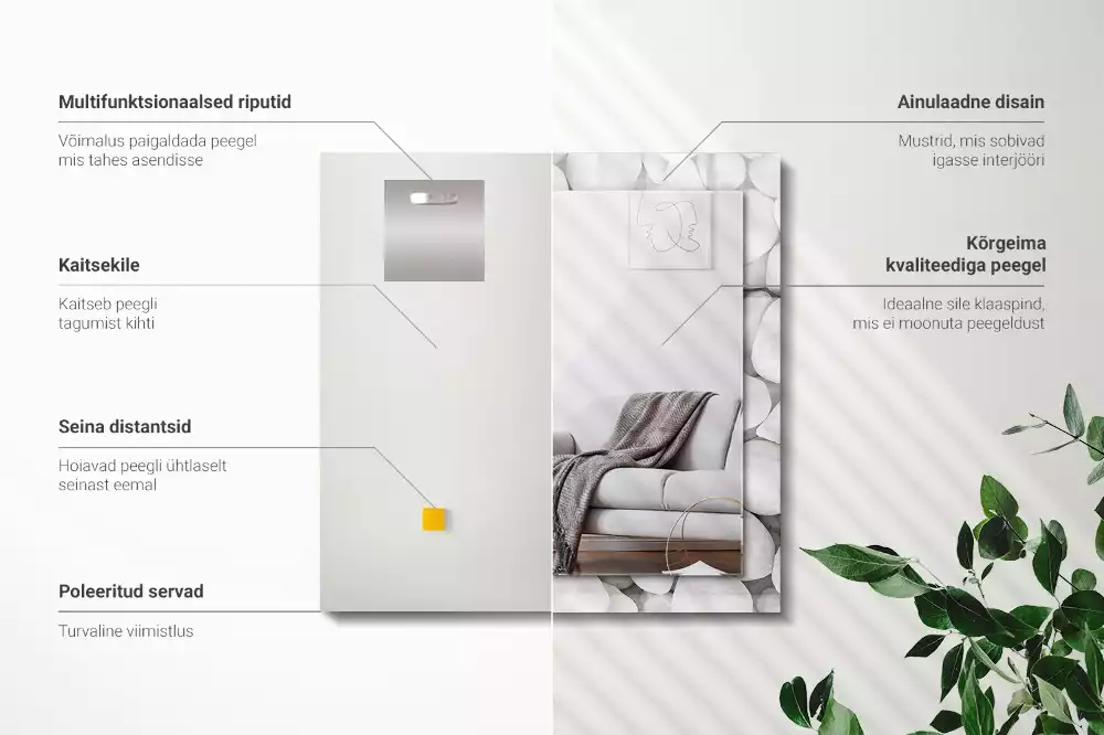 Rechteckiger dekorativer spiegel Weiße glatte Steine