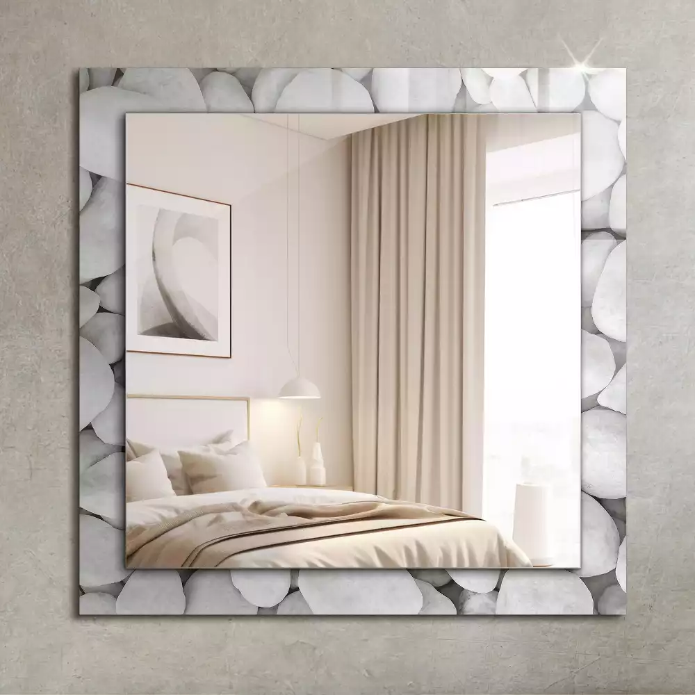 Rechteckiger dekorativer spiegel Weiße glatte Steine