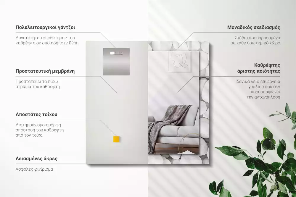 Rechteckiger dekorativer spiegel Weiße glatte Steine