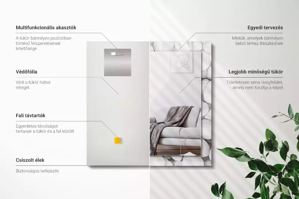 Rechteckiger dekorativer spiegel Weiße glatte Steine