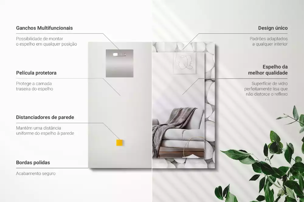 Rechteckiger dekorativer spiegel Weiße glatte Steine