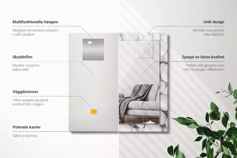 Rechteckiger dekorativer spiegel Weiße glatte Steine