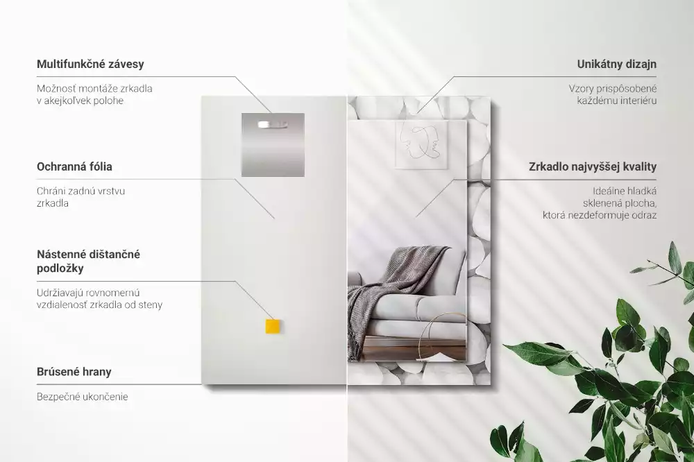 Rechteckiger dekorativer spiegel Weiße glatte Steine