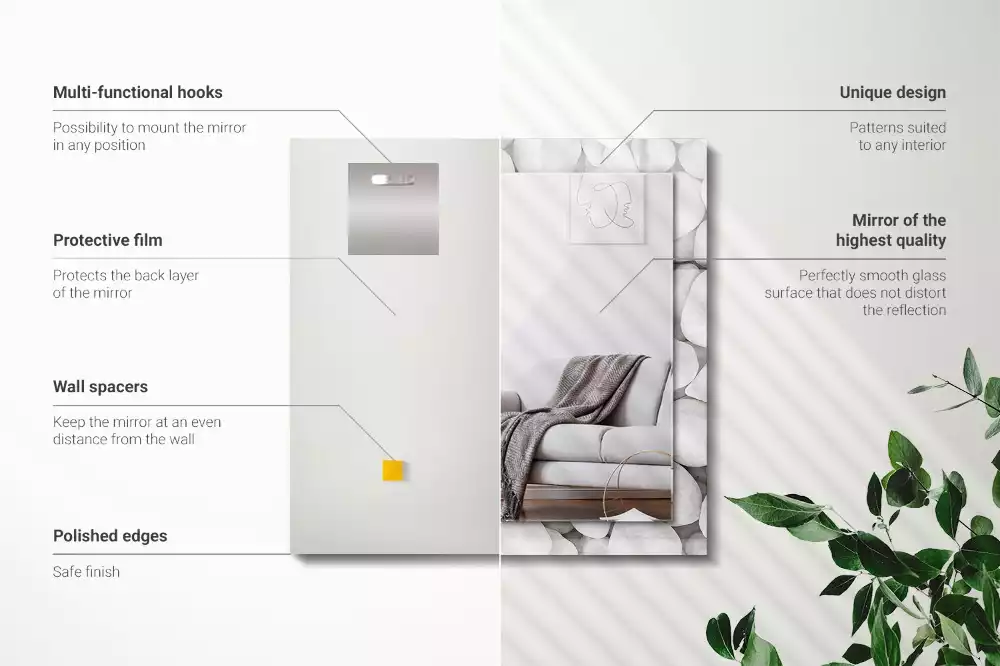 Rechteckiger dekorativer spiegel Weiße glatte Steine