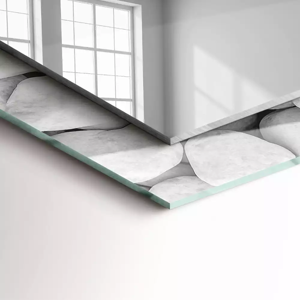 Rechteckiger dekorativer spiegel Weiße glatte Steine