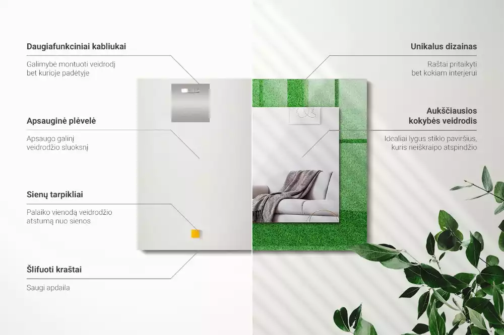 Spiegel mit rechteckigem aufdruck Grünes Gras