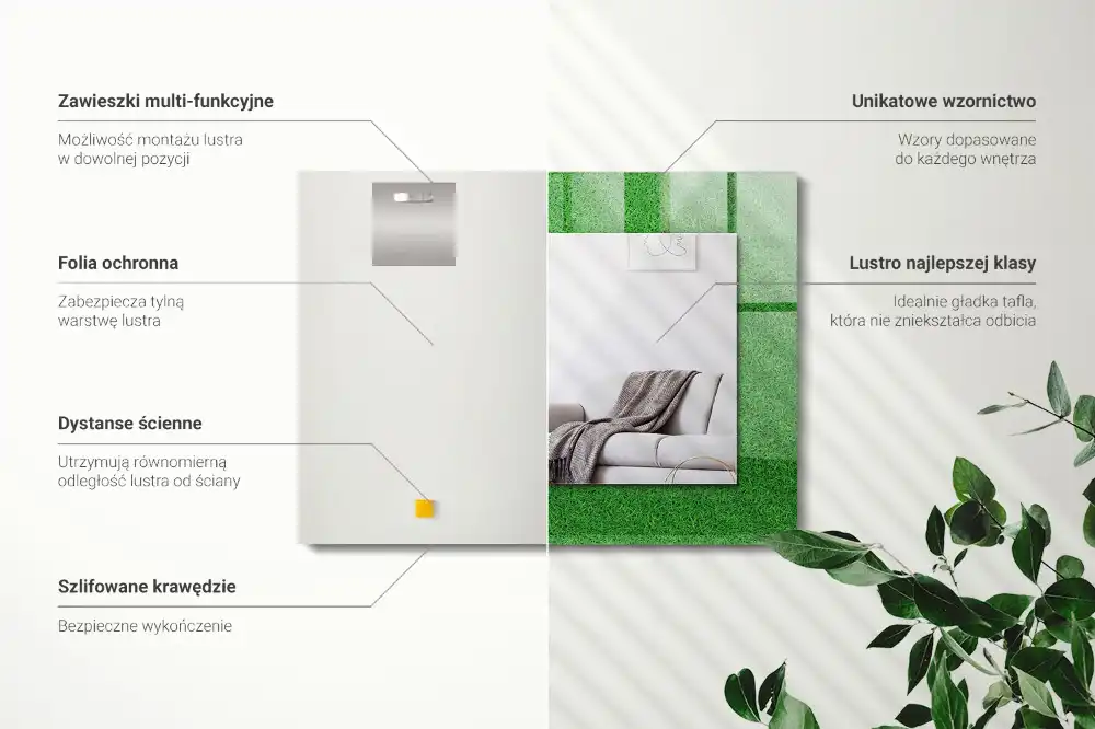 Spiegel mit rechteckigem aufdruck Grünes Gras