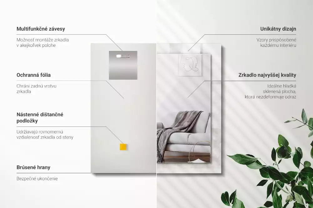 Rechteckiger spiegel Graues Texturmuster