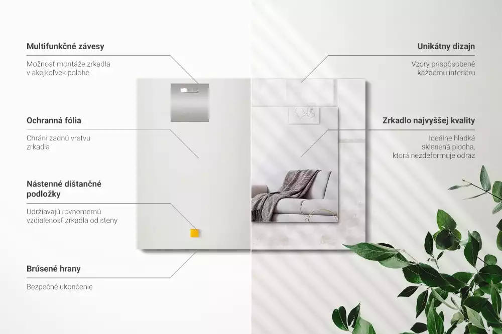 Rechteckiger spiegel Graues Texturmuster