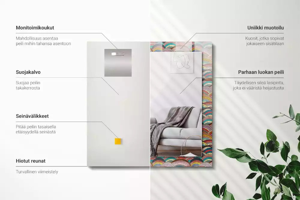 Rechteckiger dekorativer spiegel Bunte Bögen Wellen