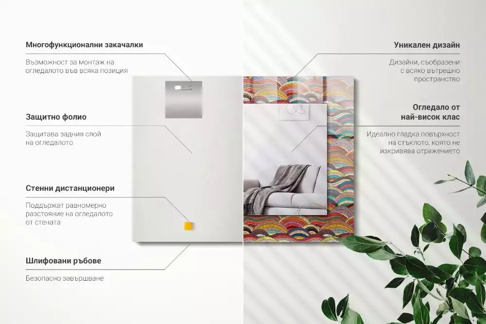 Rechteckiger dekorativer spiegel Bunte Bögen Wellen