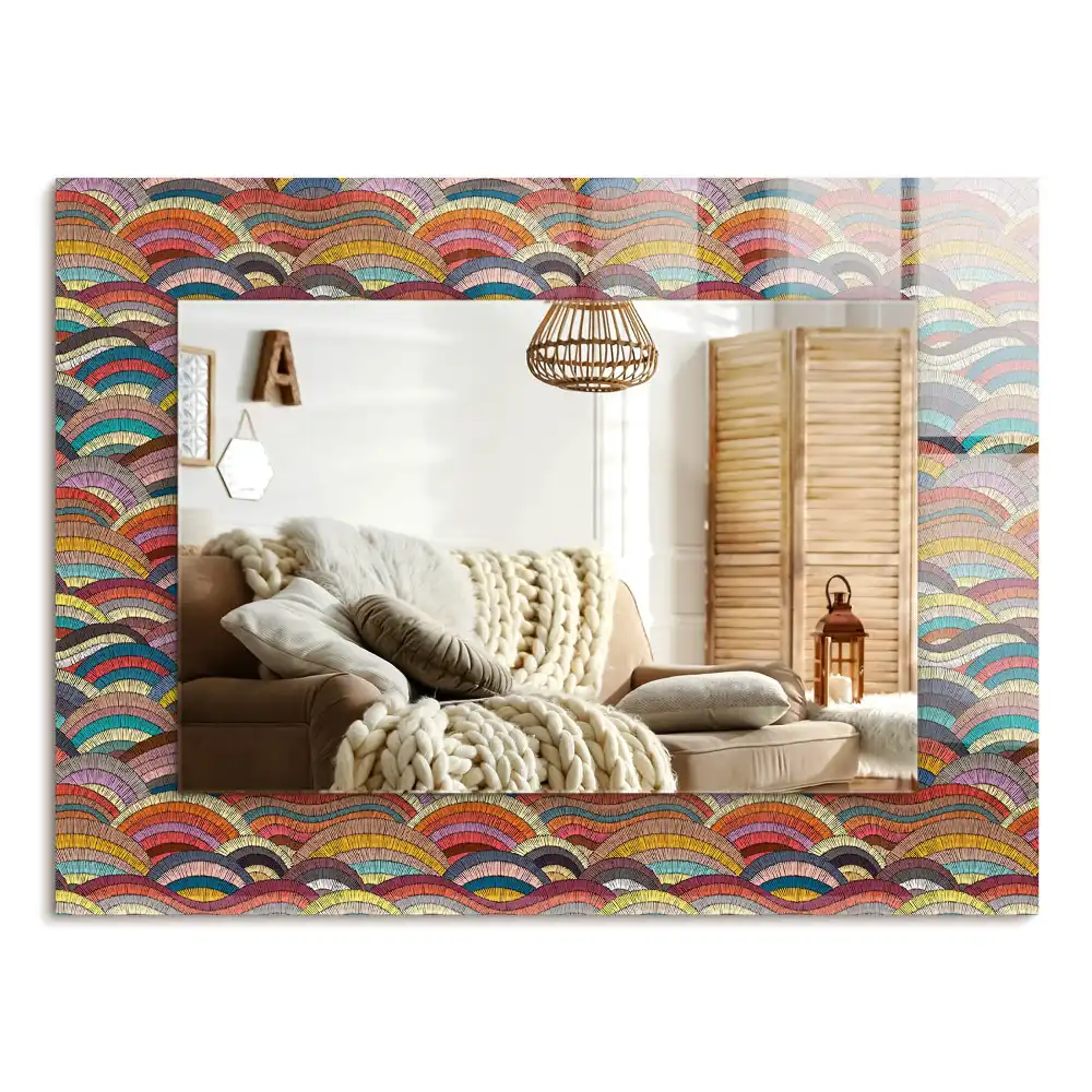 Rechteckiger dekorativer spiegel Bunte Bögen Wellen