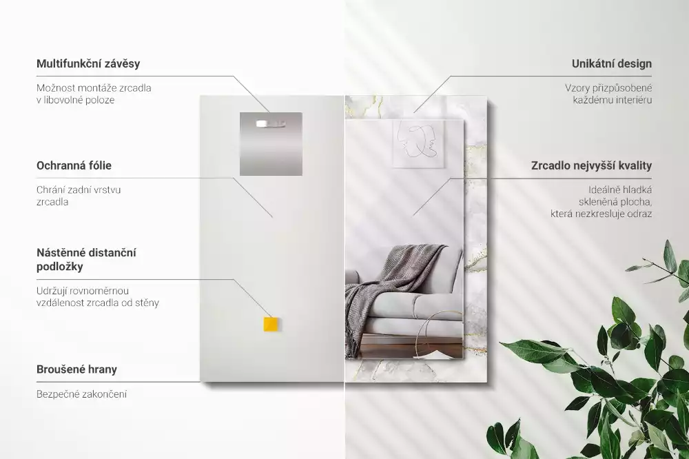 Spiegel mit rechteckigem aufdruck Marmor mit Adern