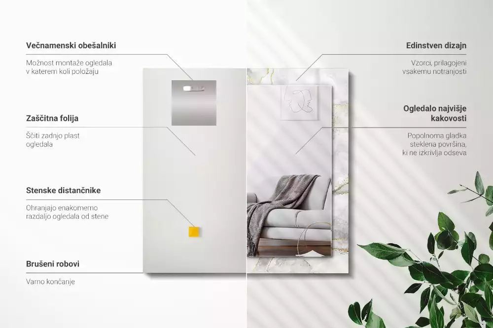 Spiegel mit rechteckigem aufdruck Marmor mit Adern