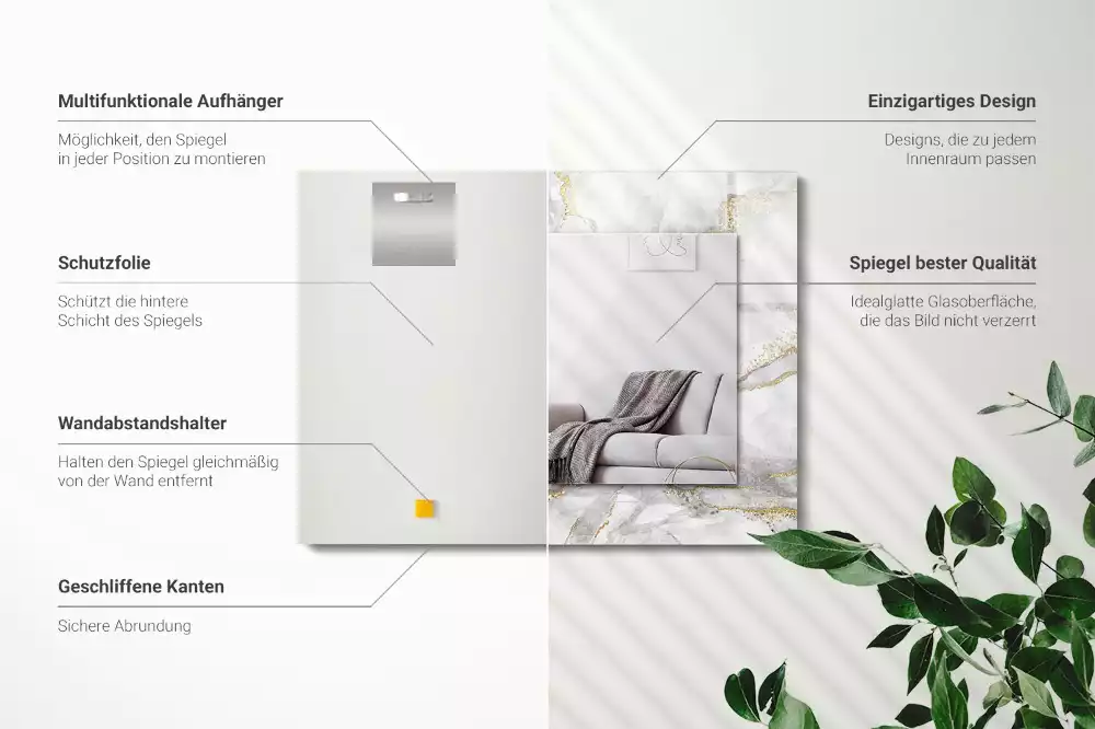 Spiegel mit rechteckigem aufdruck Marmor mit Adern