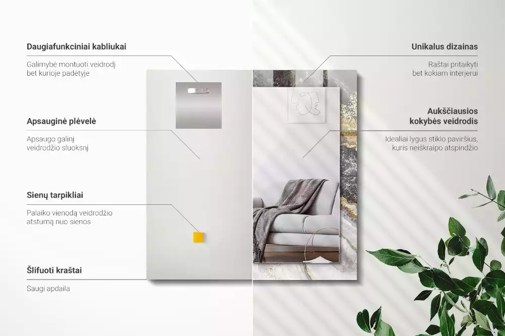 Rechteckiger spiegel Marmoradern Abstraktion