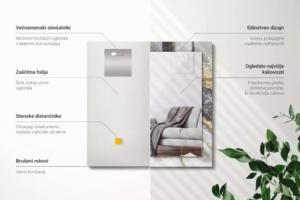 Rechteckiger spiegel Marmoradern Abstraktion