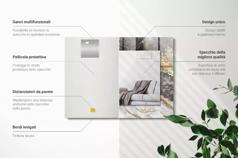 Rechteckiger spiegel Marmoradern Abstraktion