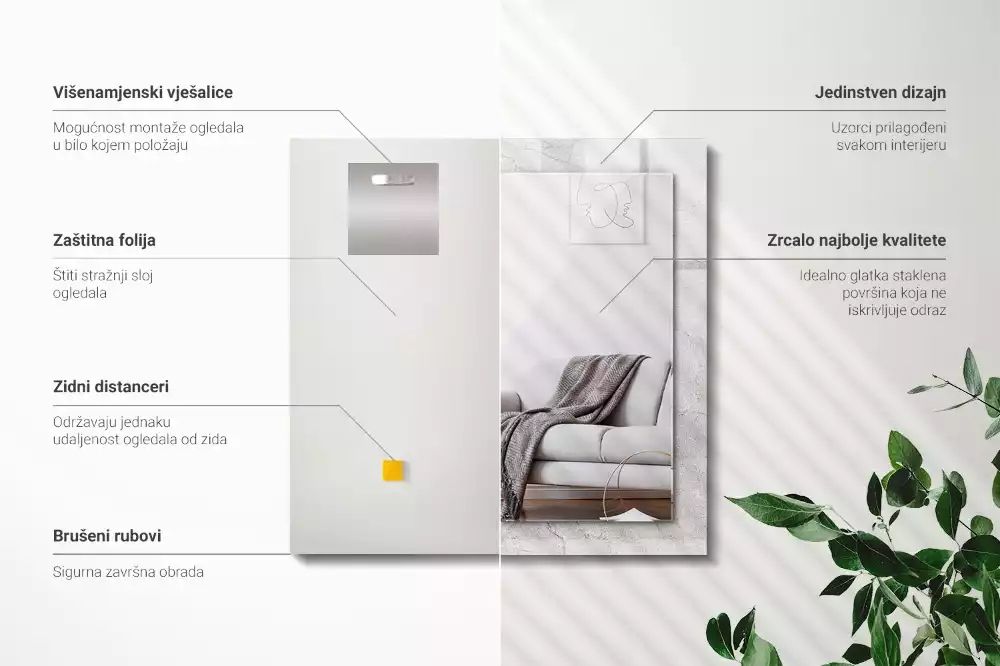 Rechteckiger dekorativer spiegel Rissige Betonoberfläche