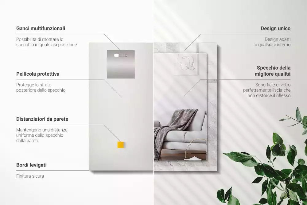 Rechteckiger dekorativer spiegel Rissige Betonoberfläche